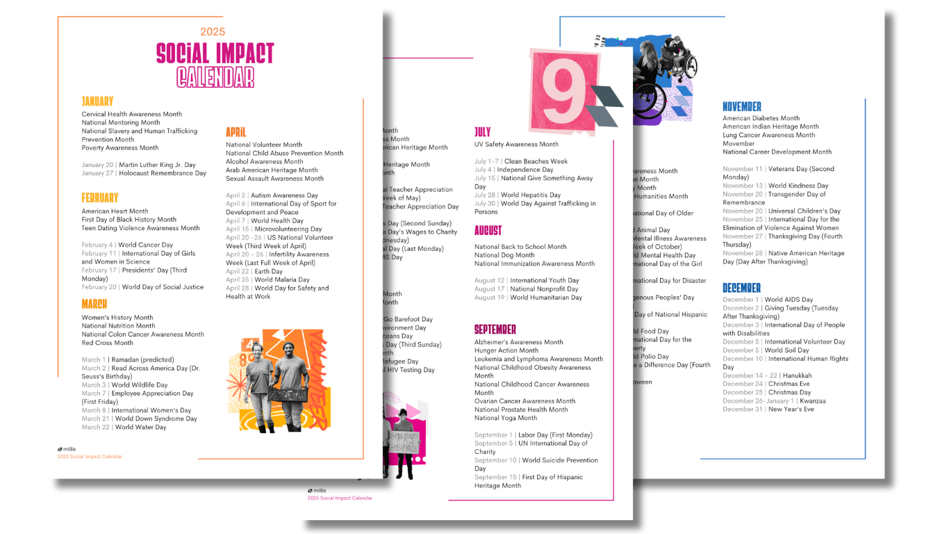 Flat lay of 2025 Social Impact Calendar