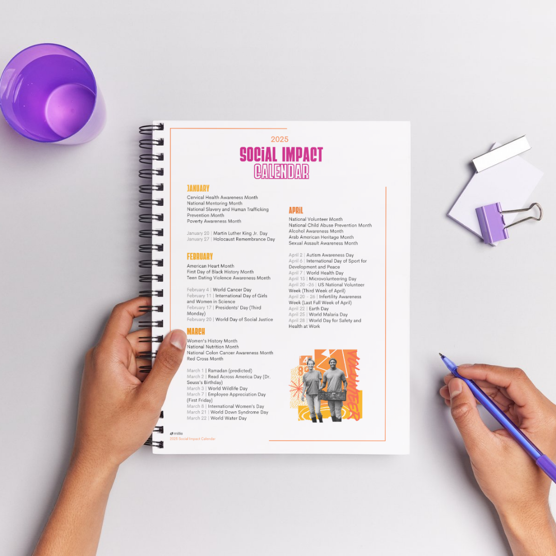 Flat lay of 2025 Social impact Calendar